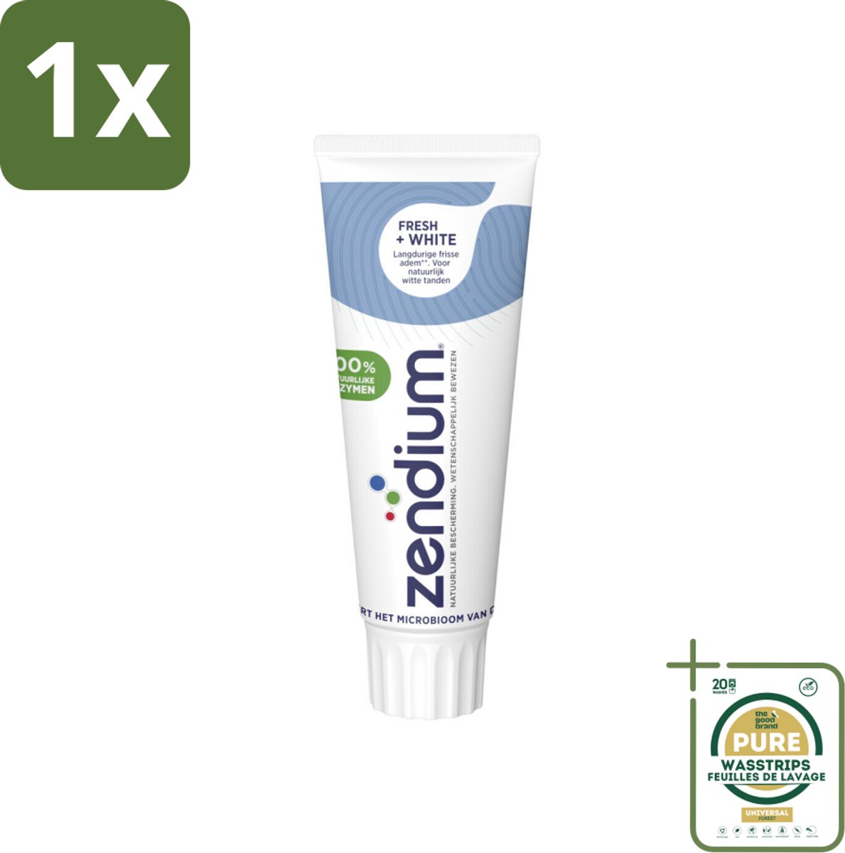 1 x Zendium - Tandpasta - Fresh+ White - 75 ml- Zendium Tandpasta - Fresh+ White - Tandpasta Witte Tanden - Tandpasta Met Fluoride - Tandpasta Voor Volwassenen