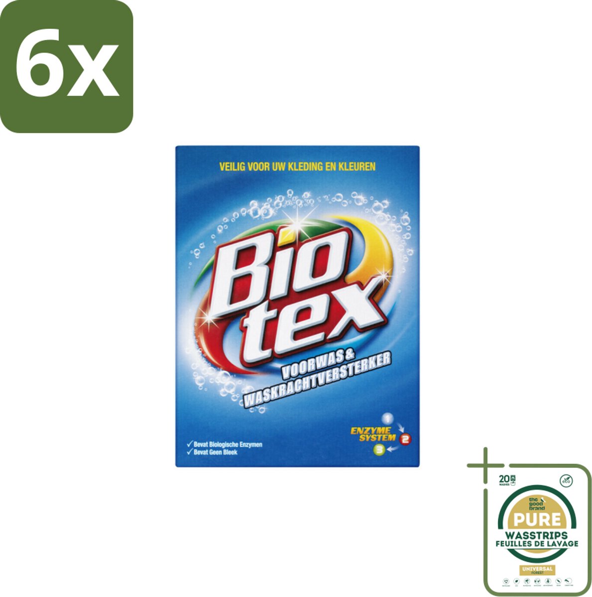 Biotex – Waspoeder - Voorwas & Vlekverwijderaar – Actieve biologische enzymen – 720 g - Voordeelverpakking - 6 stuks - Enzymatische vlekverwijdering - Waspoeder inweek