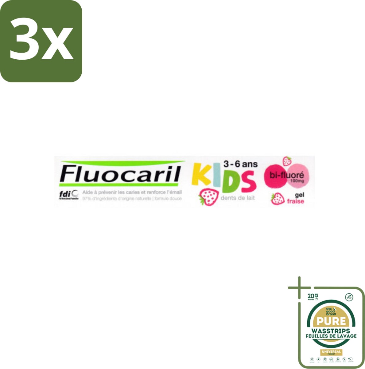 3 x Fluocaril Kids - Bi-Fluoride - Tandpasta - Met Aardbeiensmaak - 3 tot 6 jaar - 50 ml - Grootverpakking - Tandpasta Voor Kinderen - Melktanden Beschermen - Bi-fluoride Tandpasta - Aardbeiensmaak Tandpasta - Tandenpoetsen Voor Kinderen