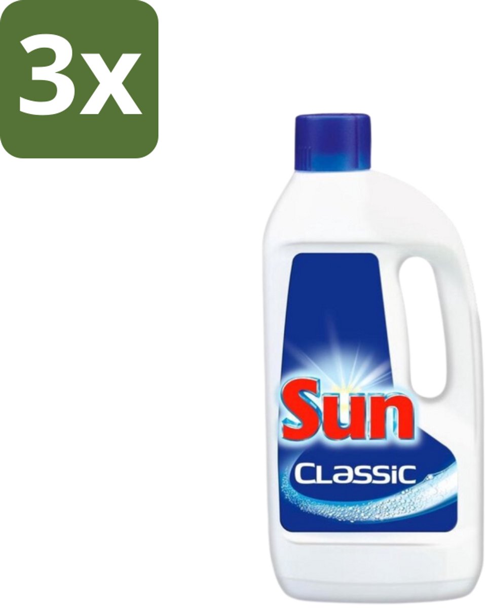 3 x Sun Classic - Vaatwasmiddel Gel - 75 Wasbeurten - Vaatwasmiddel Gel - Vaatwasmiddel - Vaatwasmiddel Gel 75 Wasbeurten - Vaatwasmiddel Voor Vaatwasser - Vaatwasmiddel Vet Verwijderen
