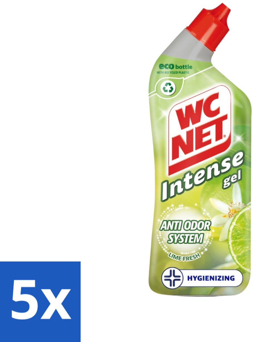 5 x WC Net - Toiletreiniger - Gel - Met Limoen- 750 ml - WC Net - Toilet Reiniger - Toilet Reinigen - Toilet Geur - Toilet Reinigingsgel