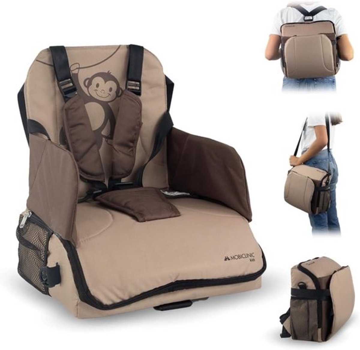 Opvouwbare Kinderstoel met Opbergruimte - Beige - Voor Kinderen Tot 15 kg