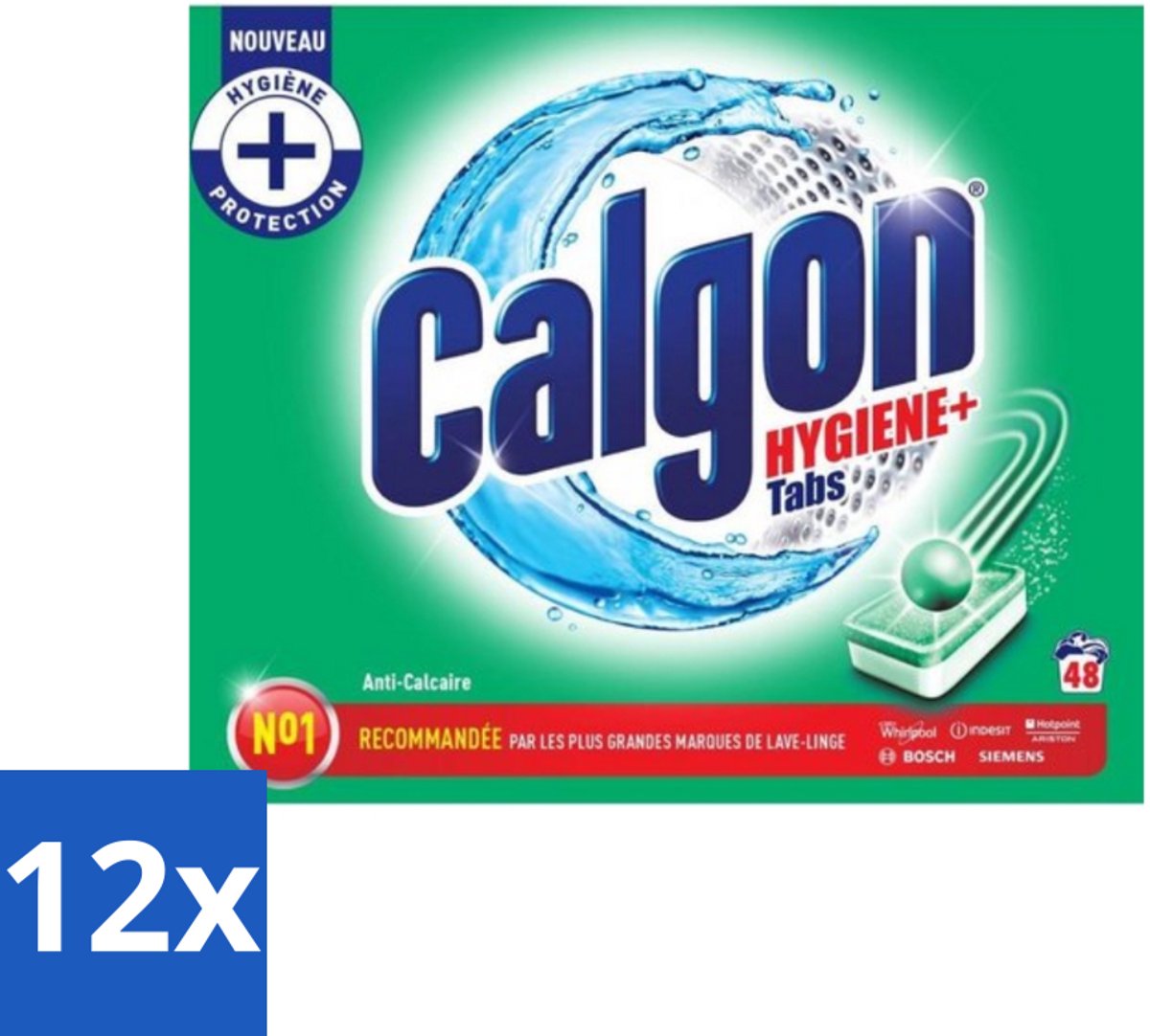 12 x Calgon - Wasmachinereiniger - Tegen Kalkaanslag - 48 Tabletten - Wasmachinereiniger - Kalkverwijderaar - Wasmachineonderhoud - Wasmachinetabletten - Wasmachine Reiniging