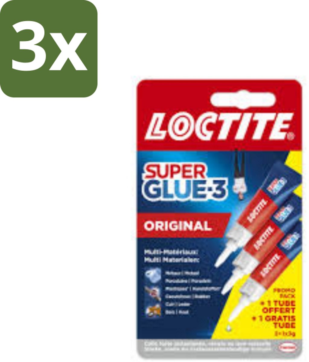 3 x Loctite - Secondelijm - Super Glue Universal - 3 Lijmtubes - Super Glue - Lijm - Hechting - Reparatie - Loctite