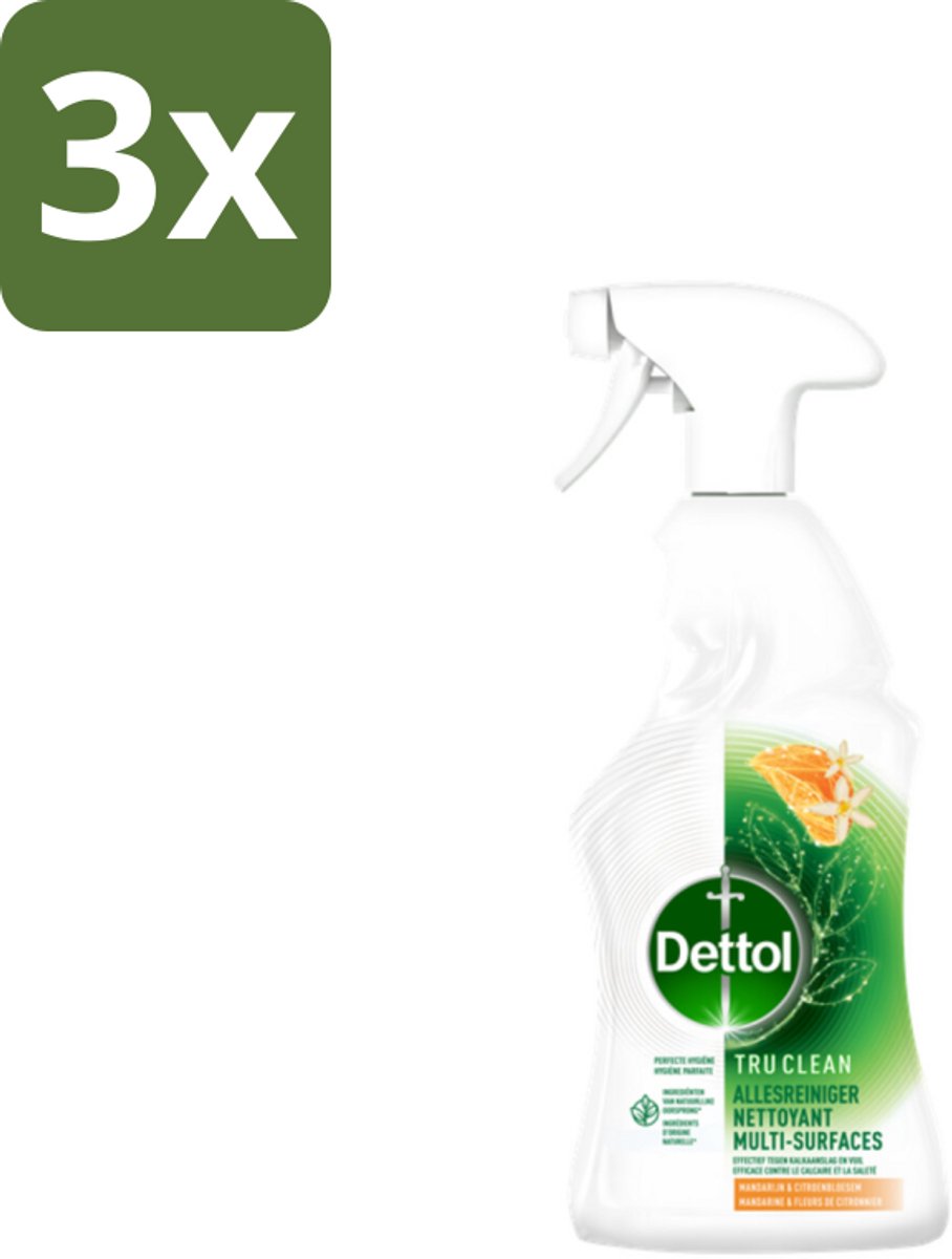 3 x Dettol Allesreiniger Spray Mandarijn & Citroenbloesem 500 ml - Allesreiniger - Reinigen - Kalkaanslag - Vuil - Natuurlijke Ingrediënten