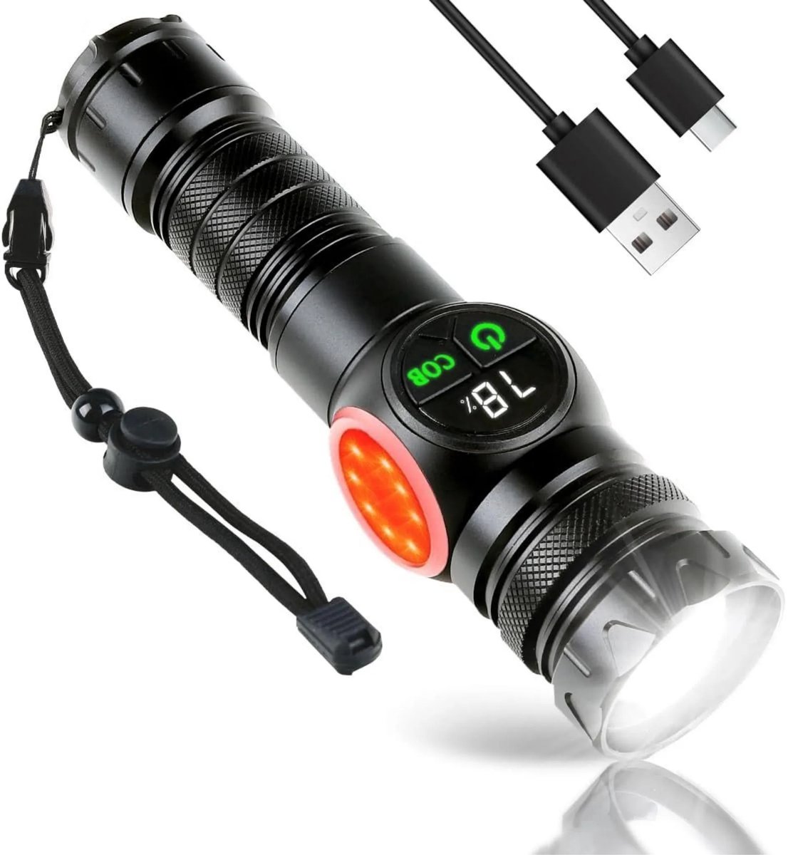 Zaklamp Led - USB oplaadbaar - met COB zijlicht - Zoombare zaklampen - 3500 zaklamp met hoog lumen - Digitale vermogensweergave - Magnetische basis - 9 lichtstatieven - Noodverlichting - Buitenverlichting - waterdicht