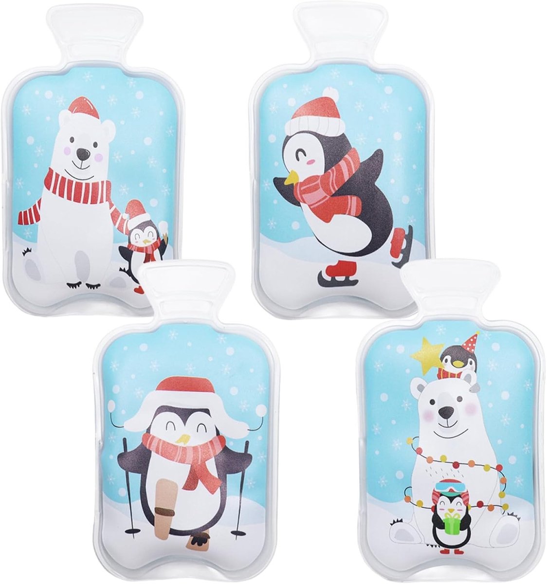 Herbruikbare handwarmers voor volwassenen, set van 4, met kerstthema - ideaal voor koude dagen, compact en draagbaar