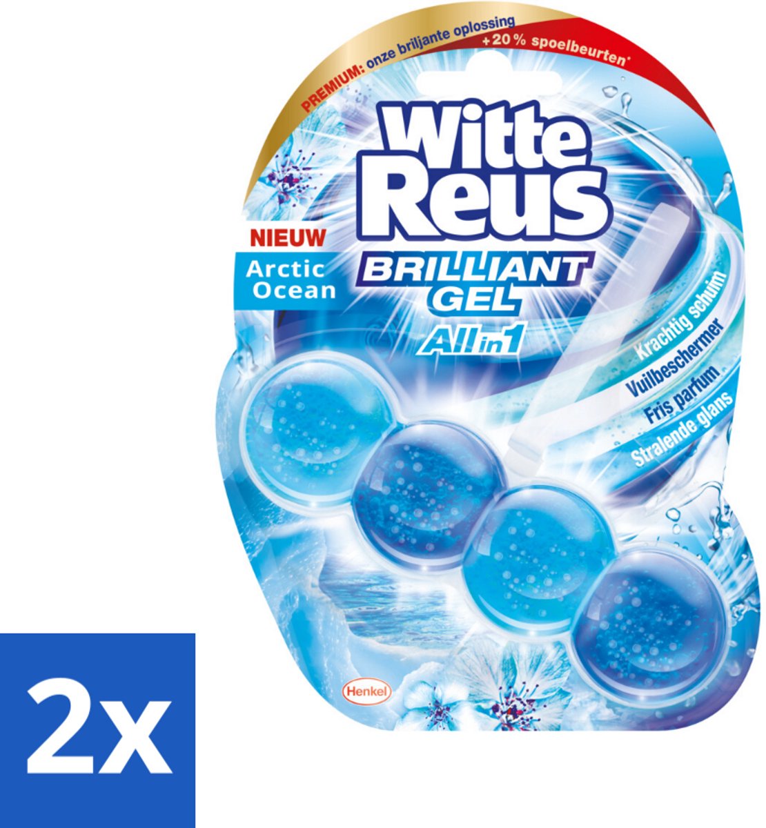 2 x Witte Reus - Brilliant Gel Toiletblok - Arctic Ocean - 1 Toiletblok - Toiletblok - Reiniging - Frisse Geur - Oceaan Geur - Gel Technologie
