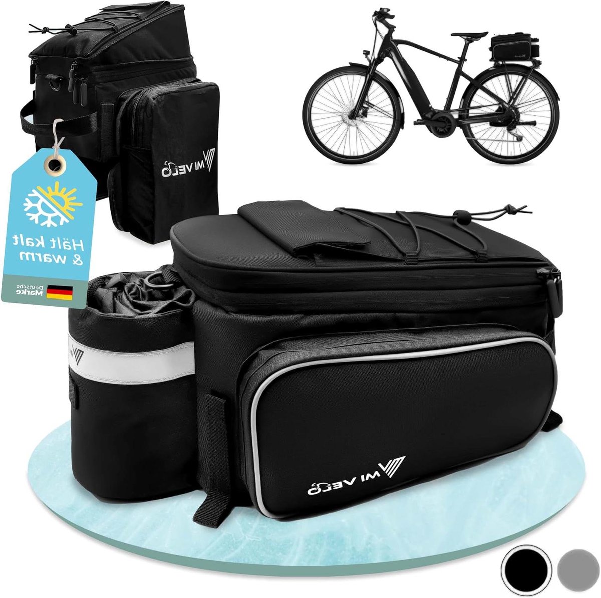 Fietstas Bagagedrager - Koeltas Fiets - Boodschappen Vervoeren - Waterafstotend Materiaal - Tot 20 Liter - Zwart Geïsoleerd