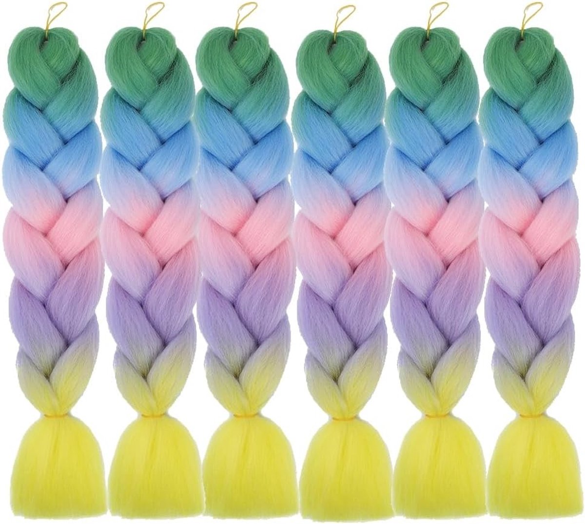 Ombre Haarvlechten, 6 Pakketten Synthetisch Vlecht Haar, Jumbo Kanekalon Haar Extensions voor Vlechten en Haarstyling