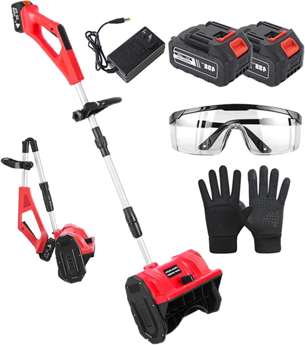 Elektrische Sneeuwblazer - Sneeuwruimer Draadloos - Oprit Schoonmaken - Verstelbare Handgreep - 33cm Werkbreedte - Rood