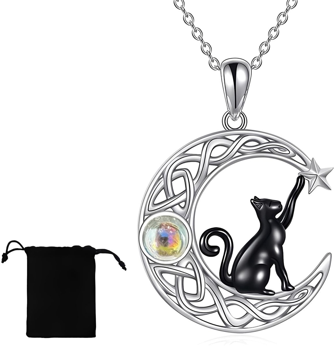 Elzusha - 925 Zilveren Halsketting met Schattige Kattenhanger voor Dames