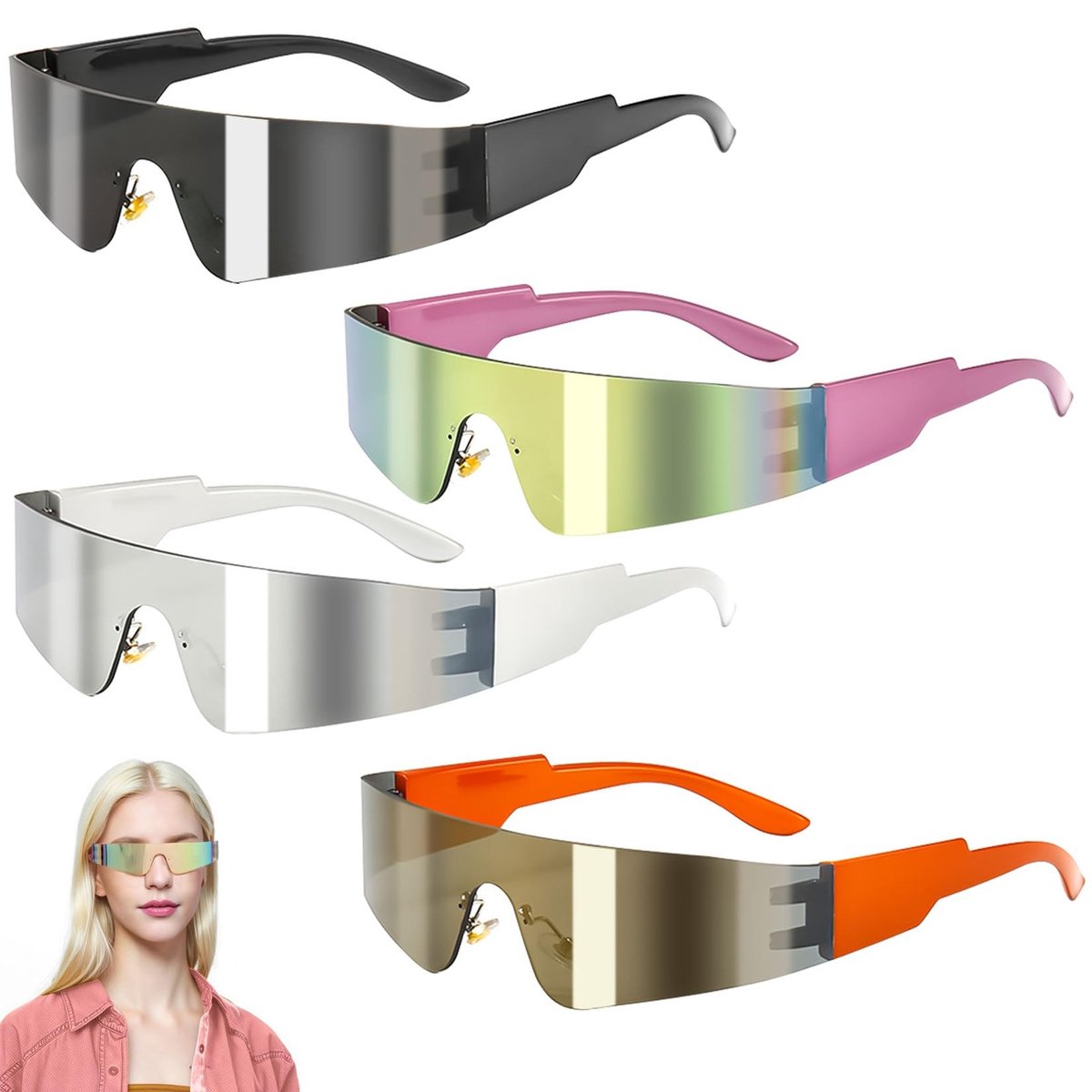 Elzusha - Set van 4 Futuristische Zonnebrillen voor Feestjes