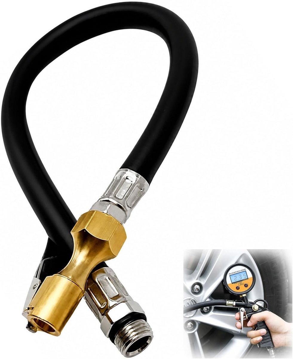 Rubber Luchtpomp Slang 39.5 cm - Vervangingsslang voor Auto, Motor en Fiets met Messing Ventiel