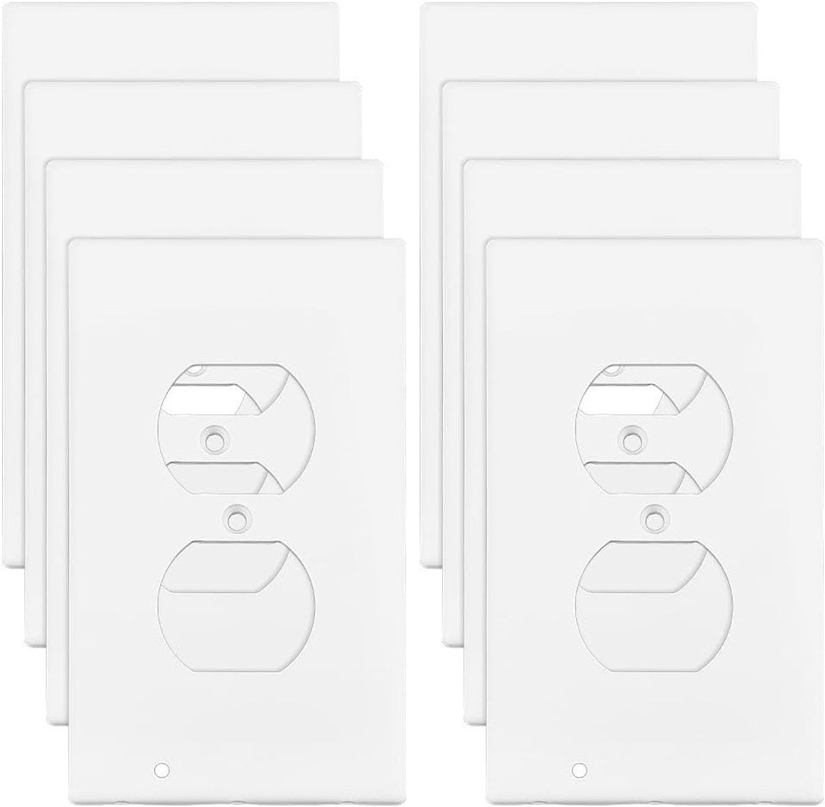 8-Pack Elektrische Wandplaten voor Dubbele Stopcontacten, Metalen Covers voor 1-Gang Lichtschakelaars en Receptacles 12,5x7,5cm