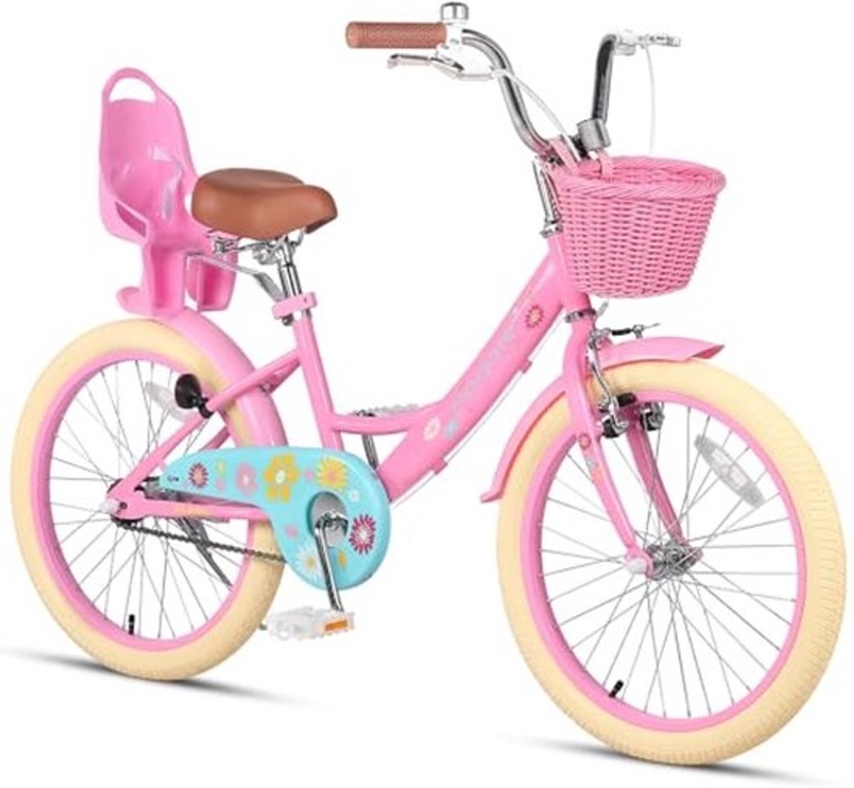 Meisjesfiets 12-20 inch met poppenzitje, mand en trainingswielen