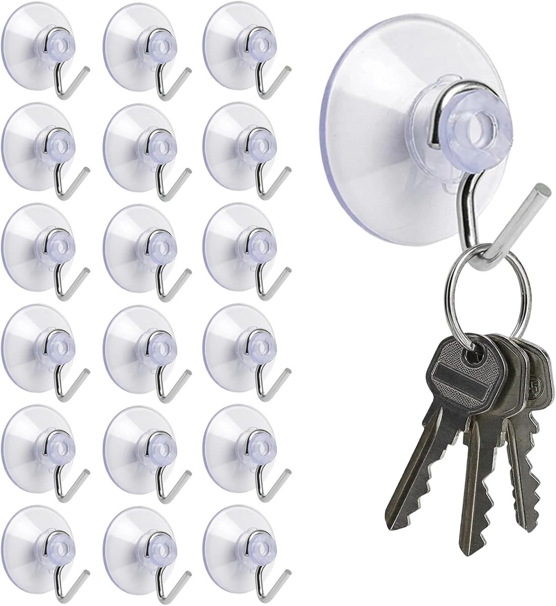 20 Suction Cup Haakjes voor Wand, Transparante Plastic Haakjes voor Badkamer, Douche en Ramen - Multifunctionele Oplossing voor Handdoeken en Accessoires