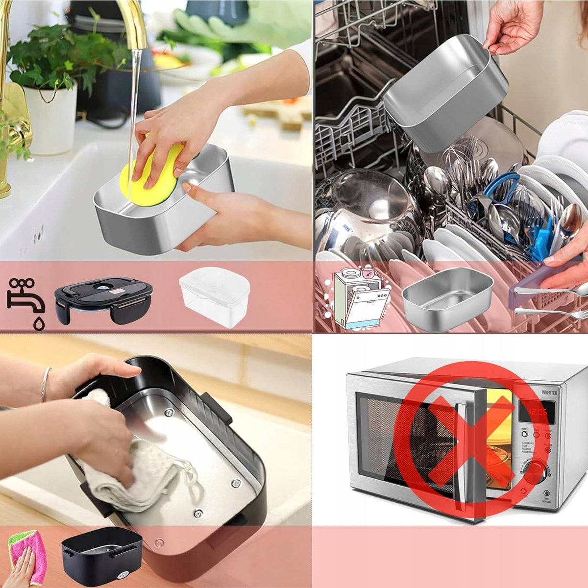 Elektrische Lunchbox - Verwarmde Bento Box - Thermos Lunchbox - Autolunchbox Elektrisch - 1,5L + 0,45L - RVS Binnenbak - Lekvrij Deksel - 12V/24V/220V - met Isolatietas & Bestek - Draagbare Broodtrommel - Voor Auto & Thuis & Kantoor — cadeau in Kookcadeaus - foto 7