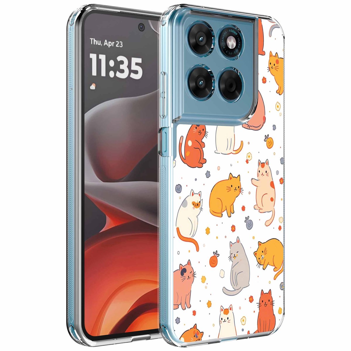 Smartphonica Geschikt voor Motorola Moto G15 Telefoonhoesje met Poezen opdruk opdruk - Draadloos op te laden - Shockproof Siliconen TPU Strong Case - Sterk Schokbestendig Telefoonhoesje geschikt voor Motorola Moto G15