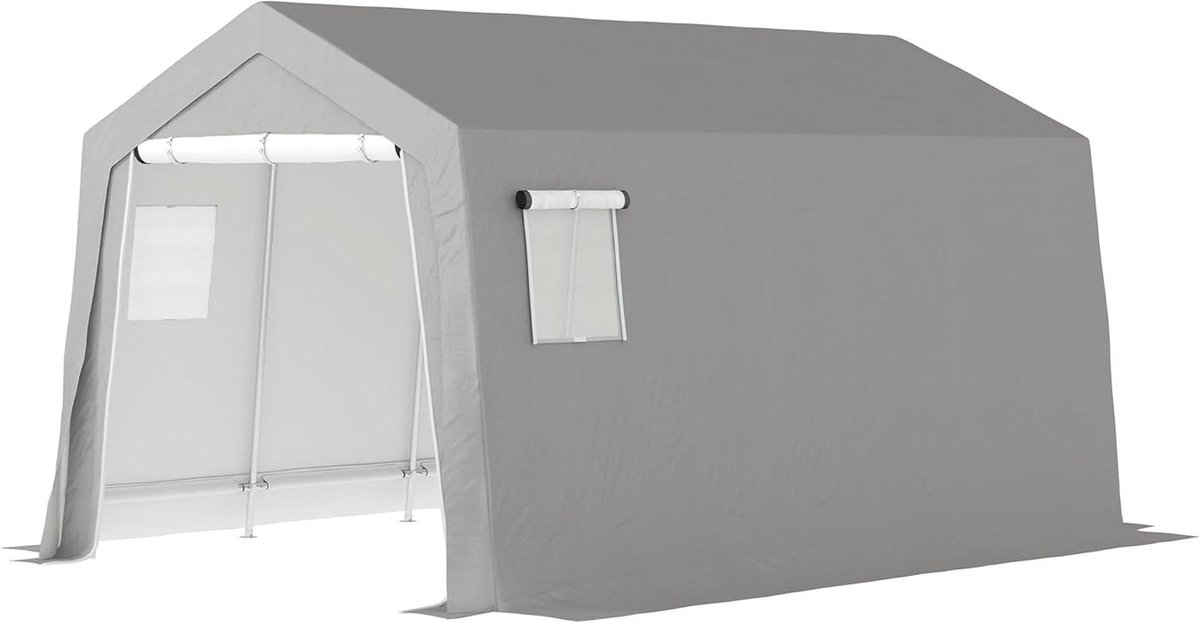 Gereedschapsschuur - Opbergtent Tuin - Spullen Opslaan - Waterdicht UV-bestendig - 300x447x255 cm - Lichtgrijs