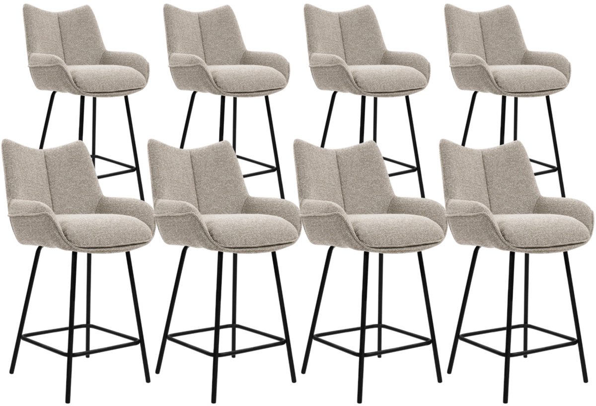DS4U® - Ivan barkruk 65 cm - Set van 8 - Champagne - Stof - Met armleuning