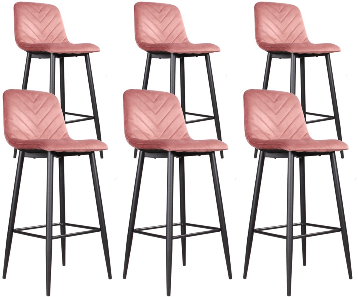 DS4U® - Gaby barkruk 75 cm - Set van 6 - Roze - Velvet