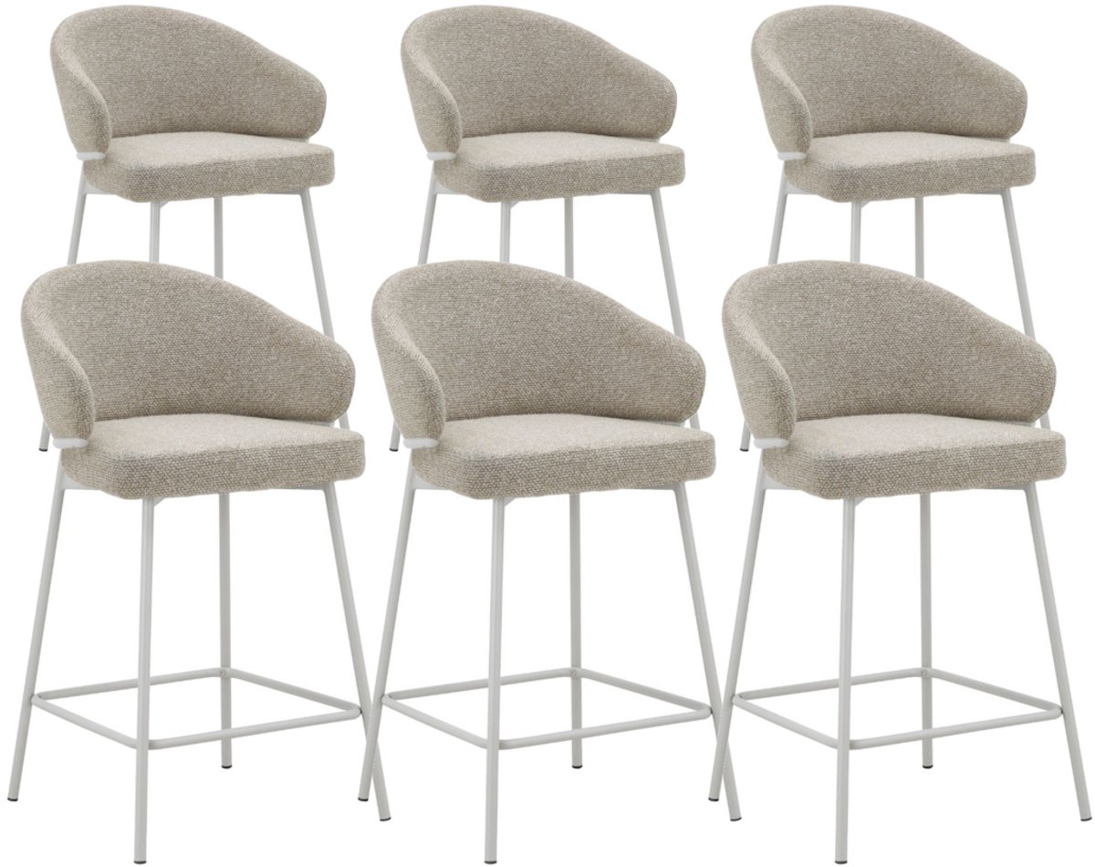 DS4U® - Sofia barkruk 65 cm - Set van 6 - Champagne met beige poot - Stof