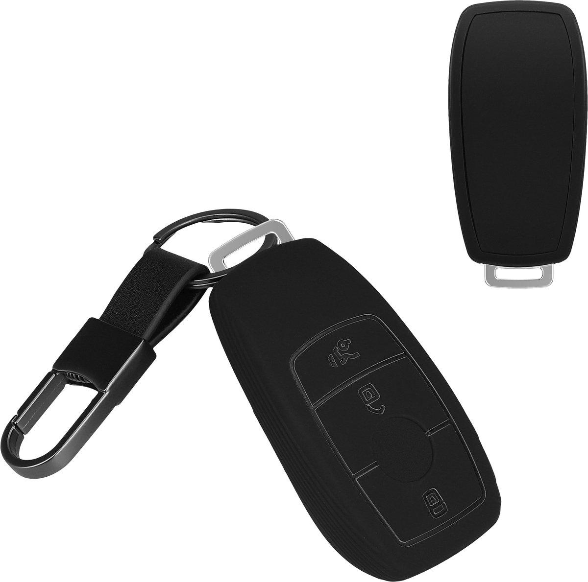 kwmobile Autosleutel Hoes Compatibel met Mercedes-Benz 3-knops Smartkey – TPU Sleutelhoes – Sleutelschaal in zwart – Met Sleutelring