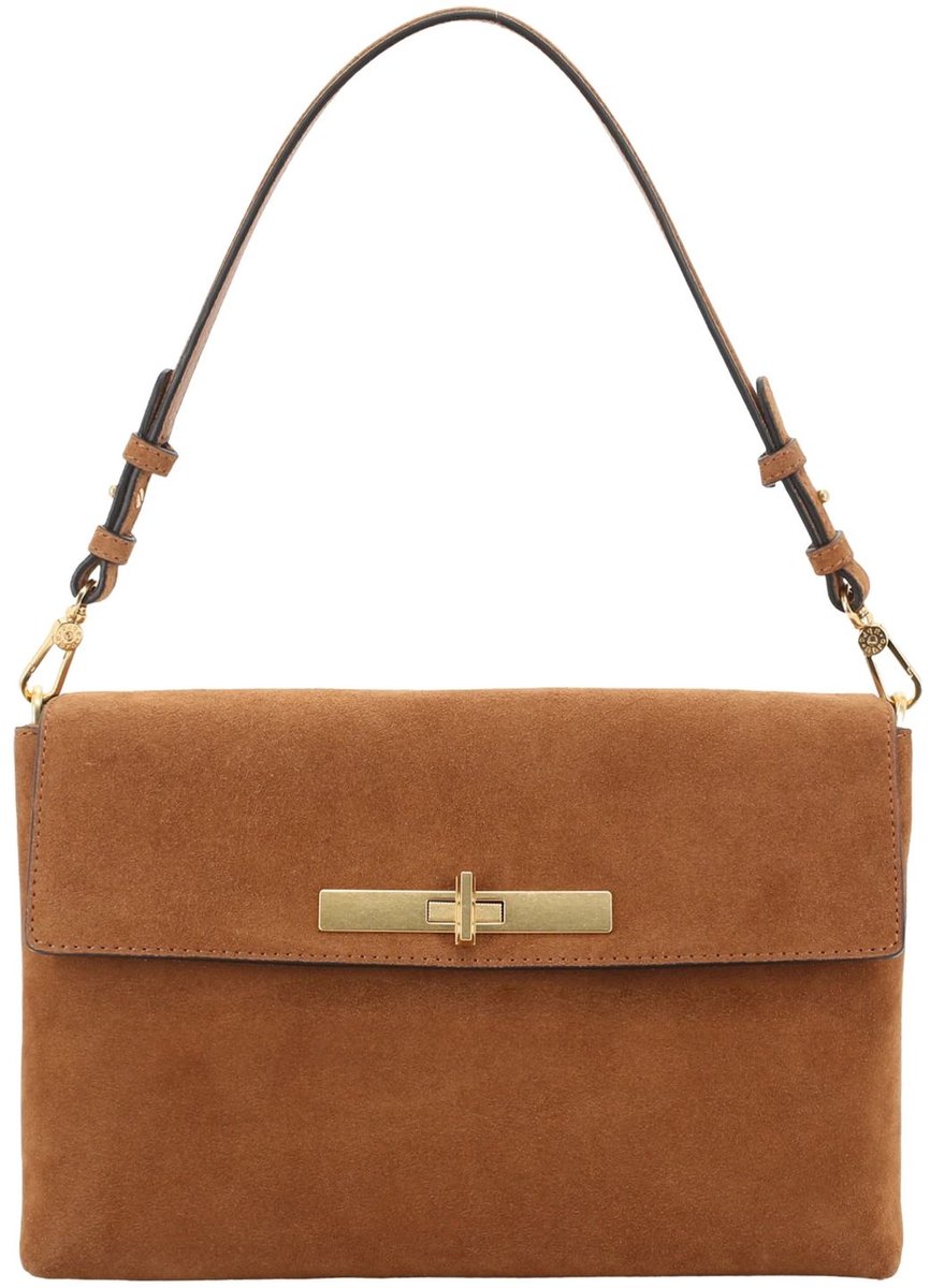 abro schoudertas Leather Suede Twist Shoulder Bag Cuoio Lichtbruin