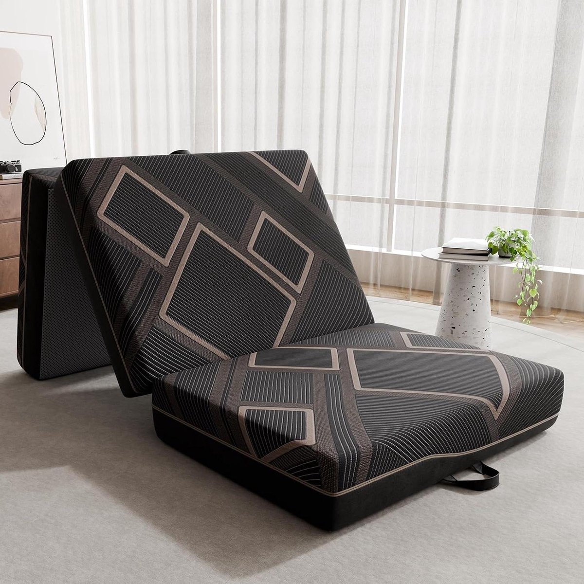Vouwmatras - Gastenmatras logeerbed - Comfortabel slapen - Wasbaar overtrek - 75x200x15 cm - Grijs