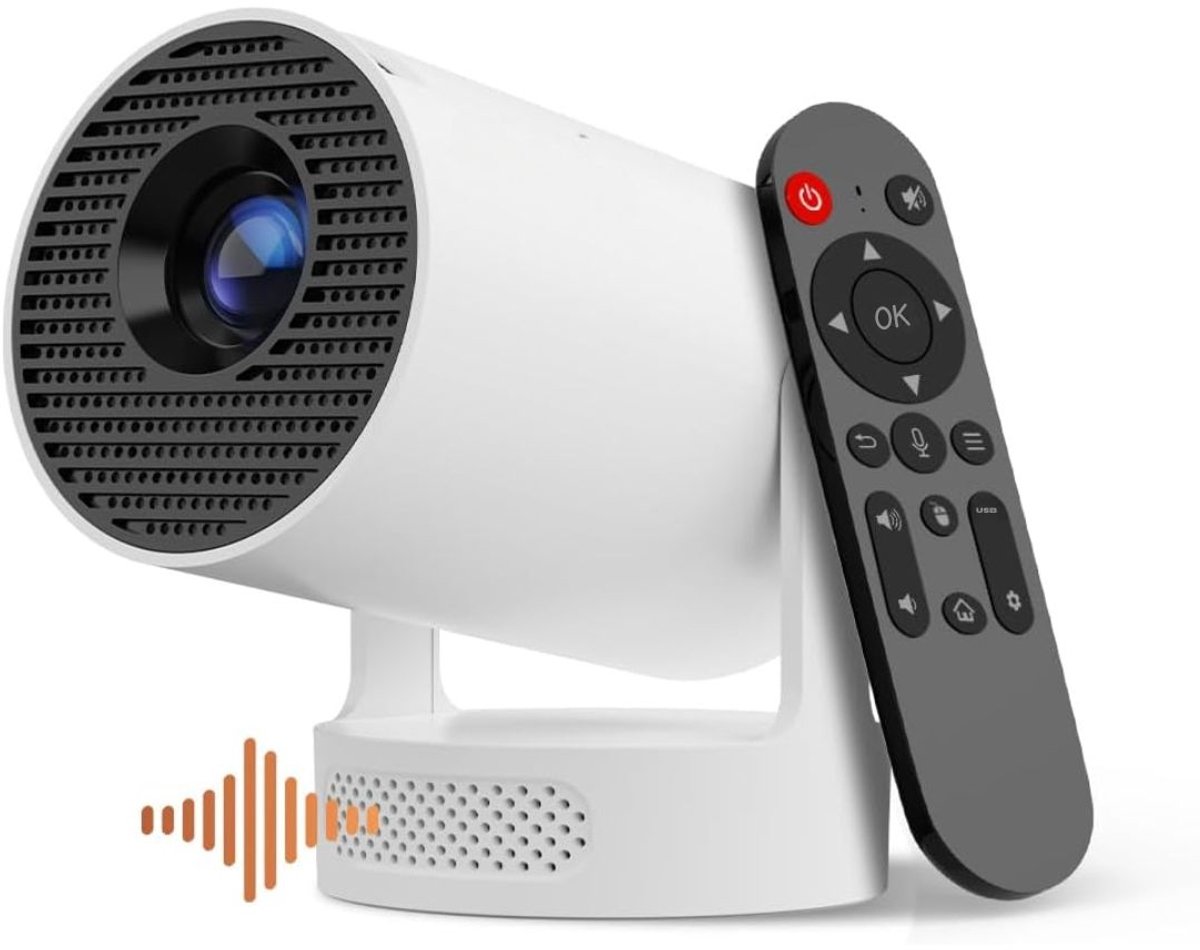KIRA® Mini Beamer - Mobiele Thuisbioscoop inclusief Apps - Smart Mini Beamer met WiFi & Bluetooth - Wit - 10cm x 10cm x 18cm