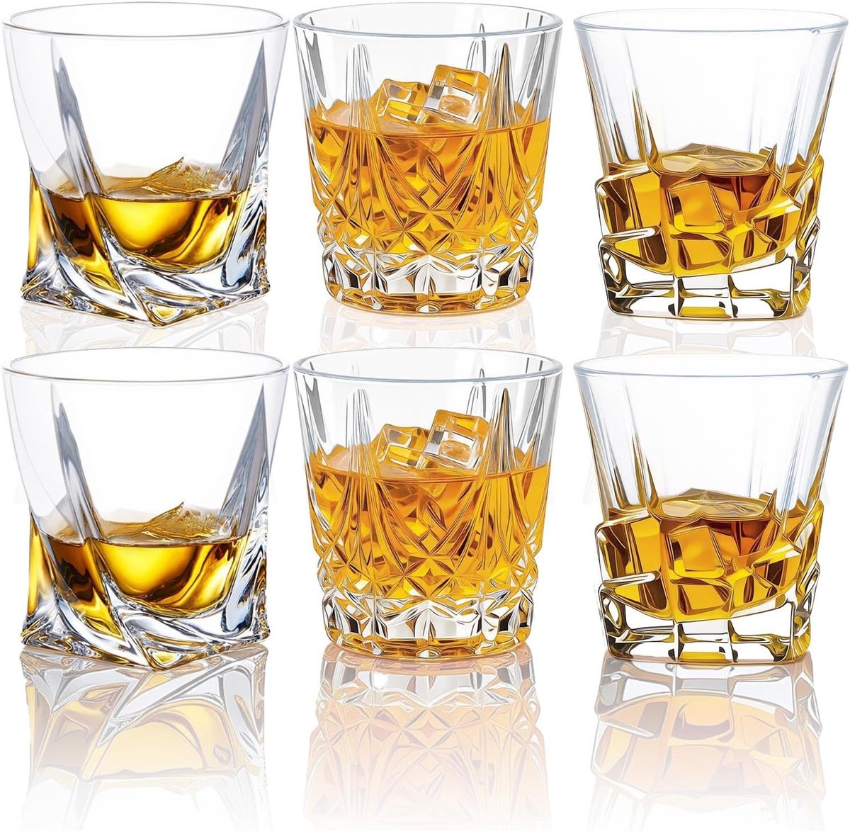 Set van 6 elegante whiskyglazen van 300 ml, ideaal voor gin tonic, cocktails en als cadeau, vaatwasserbestendig