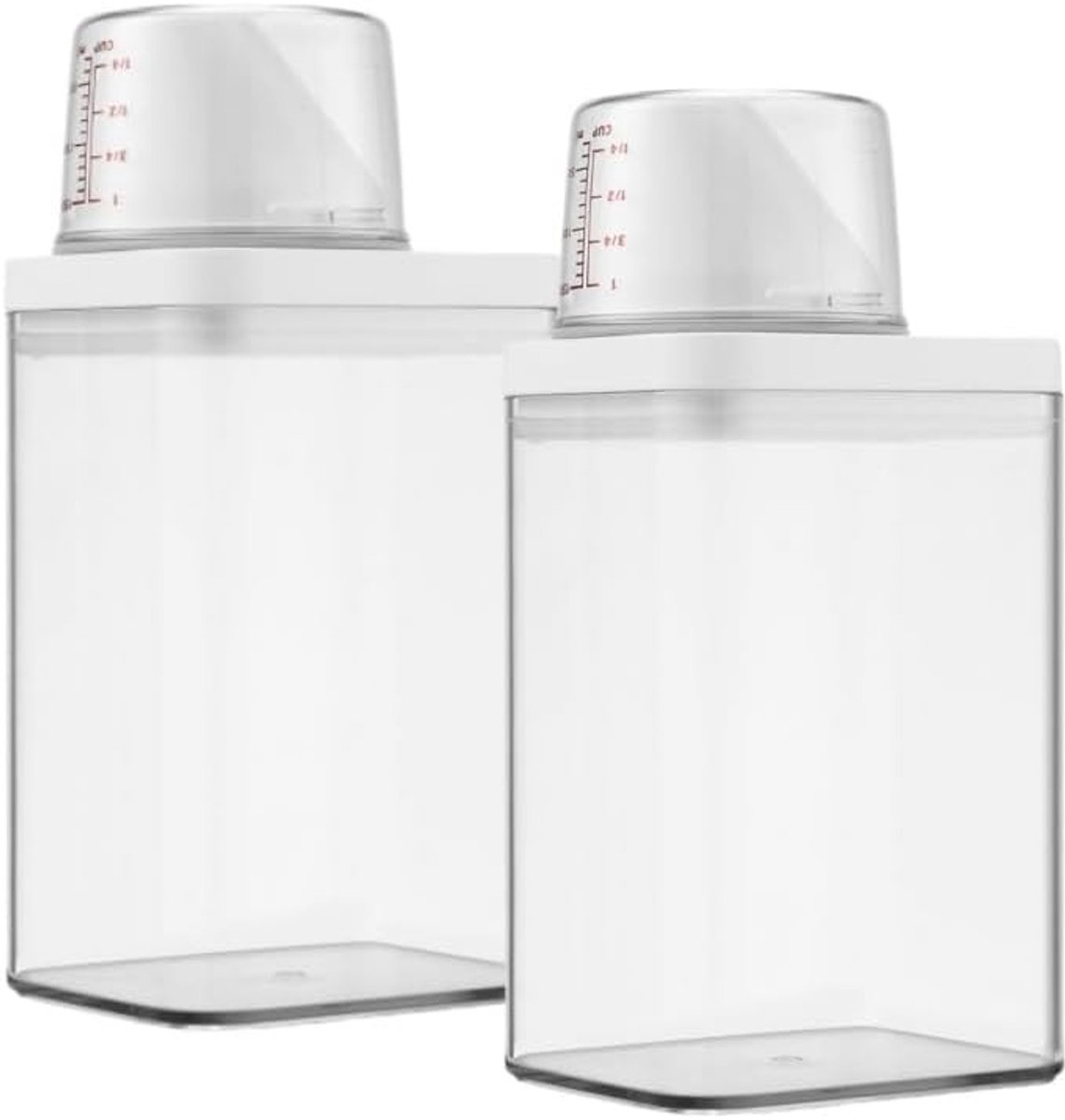 Opslagdoos voor Waspoeder 1100ml - 2 Stuks, Multifunctionele Houder voor Wasmiddel, Maatbeker en Dispenser voor Geurige Was