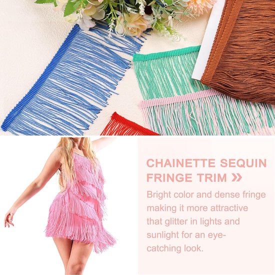 5 yards 10 cm ketting franjes trim kwasten naaien trim franjes polyester trim band voor naaien doe-het-zelf handwerk kleding lamp decoratie, rood — afbeelding 2