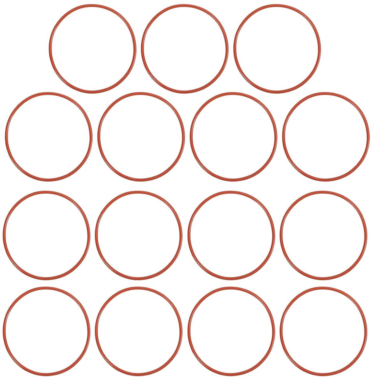 Siliconen O-ring 64 mm buitendiameter 60 mm binnendiameter 2 mm breedte, 15 stuks metrische VMQ-afdichting, vervanging voor de reparatie van sanitaire compressorventielen, rood
