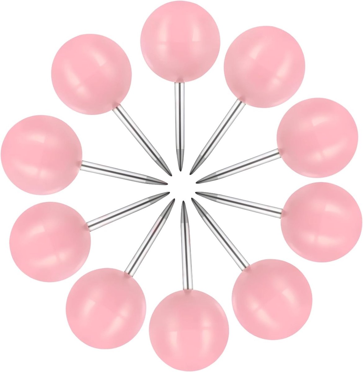 Kaarttacks 150 stuks grote maten pinnen 0,37 inch (9,5 mm) ronde kop pushpins stalen punt roze plastic ronde kop kaart duim kopspijkers voor foto's, posters, documenten