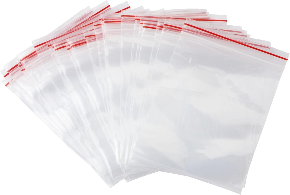 100 zakken met ritssluiting, ritsvak, transparant met sluiting, plastic zak met ritssluiting, doorzichtige plastic zak (6 x 8)