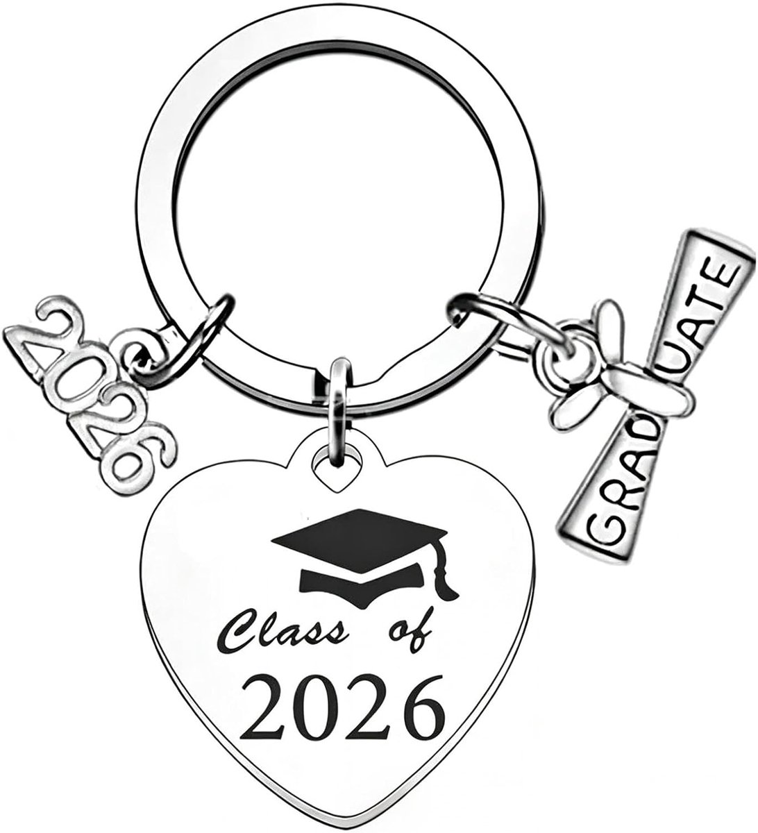 Sleutelhanger voor afstuderen, afstudeersleutelhanger, roestvrij staal, cadeau voor afstuderen