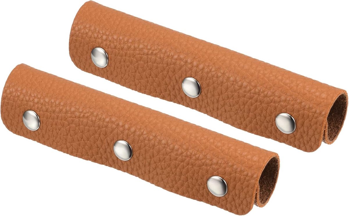 Bagage Handvat Wrap, 2 Pack PU Handtas Grip Cover Protector Identifier met Sluiting voor Koffer Boodschappentas, Oranje