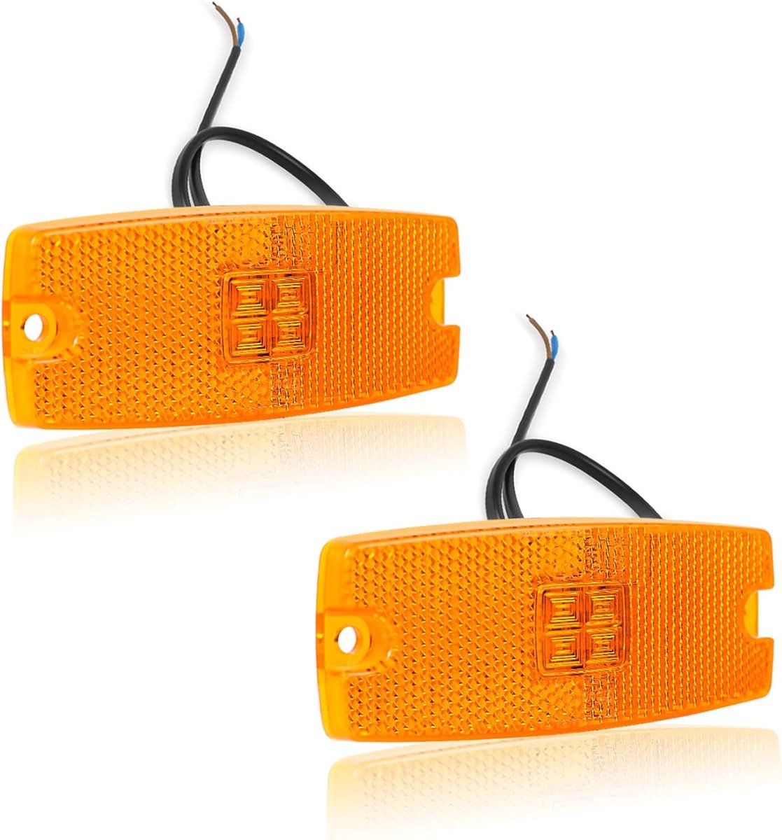 Set van 2 oranje sjabloonlampen 12 V 24 V led groot licht amber positielicht met E-markering voor vrachtwagens, aanhangers van auto's, caravans, voertuigen, tractoren