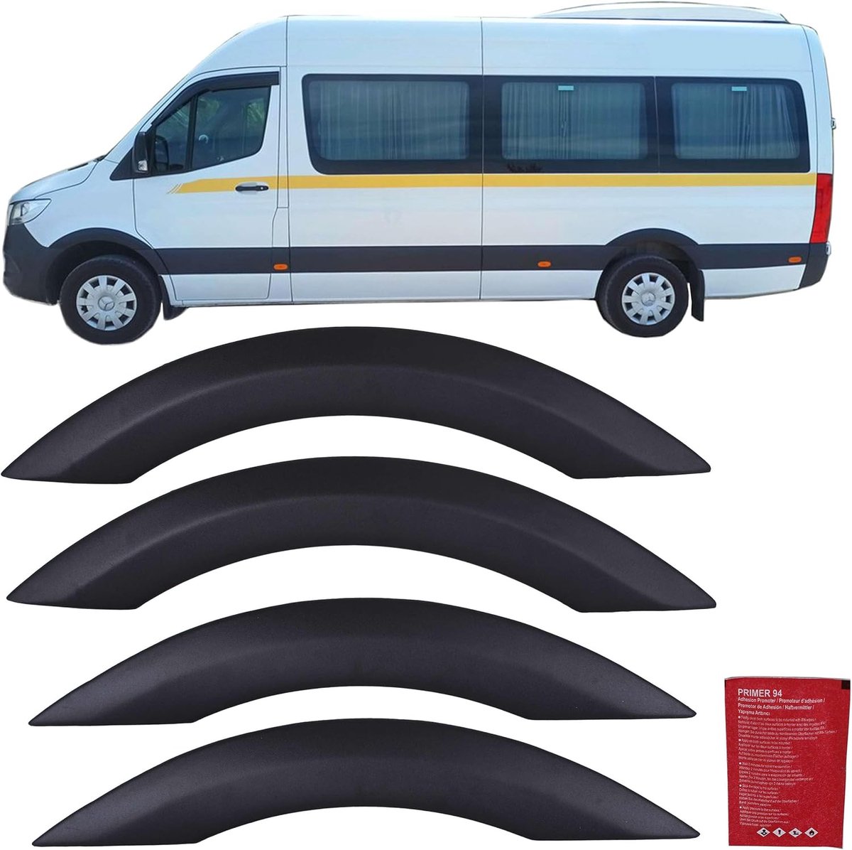 4-delige wielkastenbeschermer, bumper, spatbord verbreding ABS zwart, compatibel met Sprinter W907 (vanaf 2018)