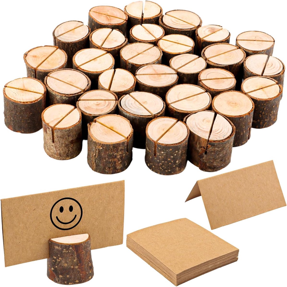 30 stuks houten kaarthouders, stabiele tafelkaarthouder, menukaarthouder, ansichtkaarthouder, fotohouder, voor bruiloften, restaurants, banketten en feestjes, menukaarthouders