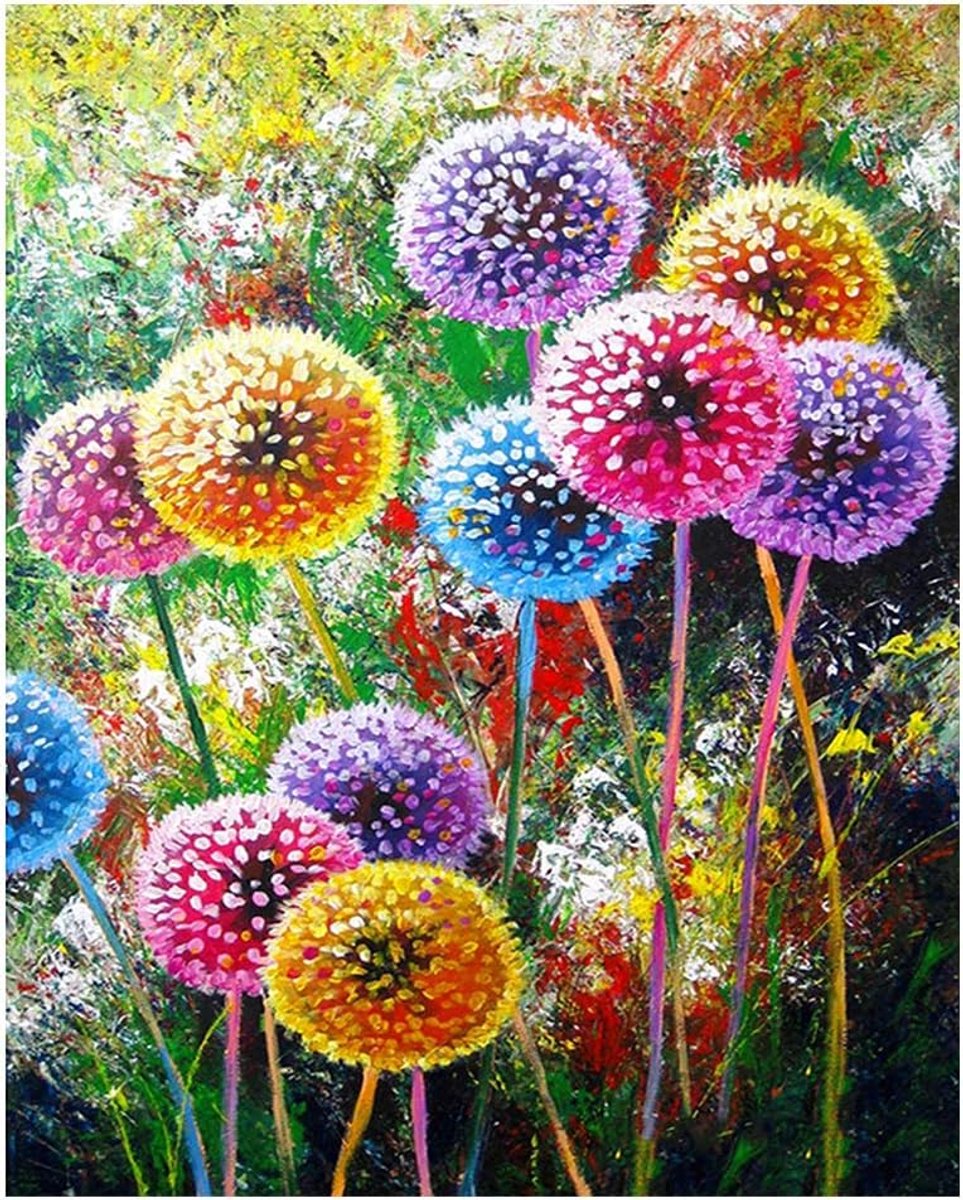 (40x50cm)5D DIY Diamond Art Square Dandelion Painting by Number Kits Square Drill Diamond Painting Full Rhinestone Embroidery Paintings Pictures Canvas Wall Art for Home Decor