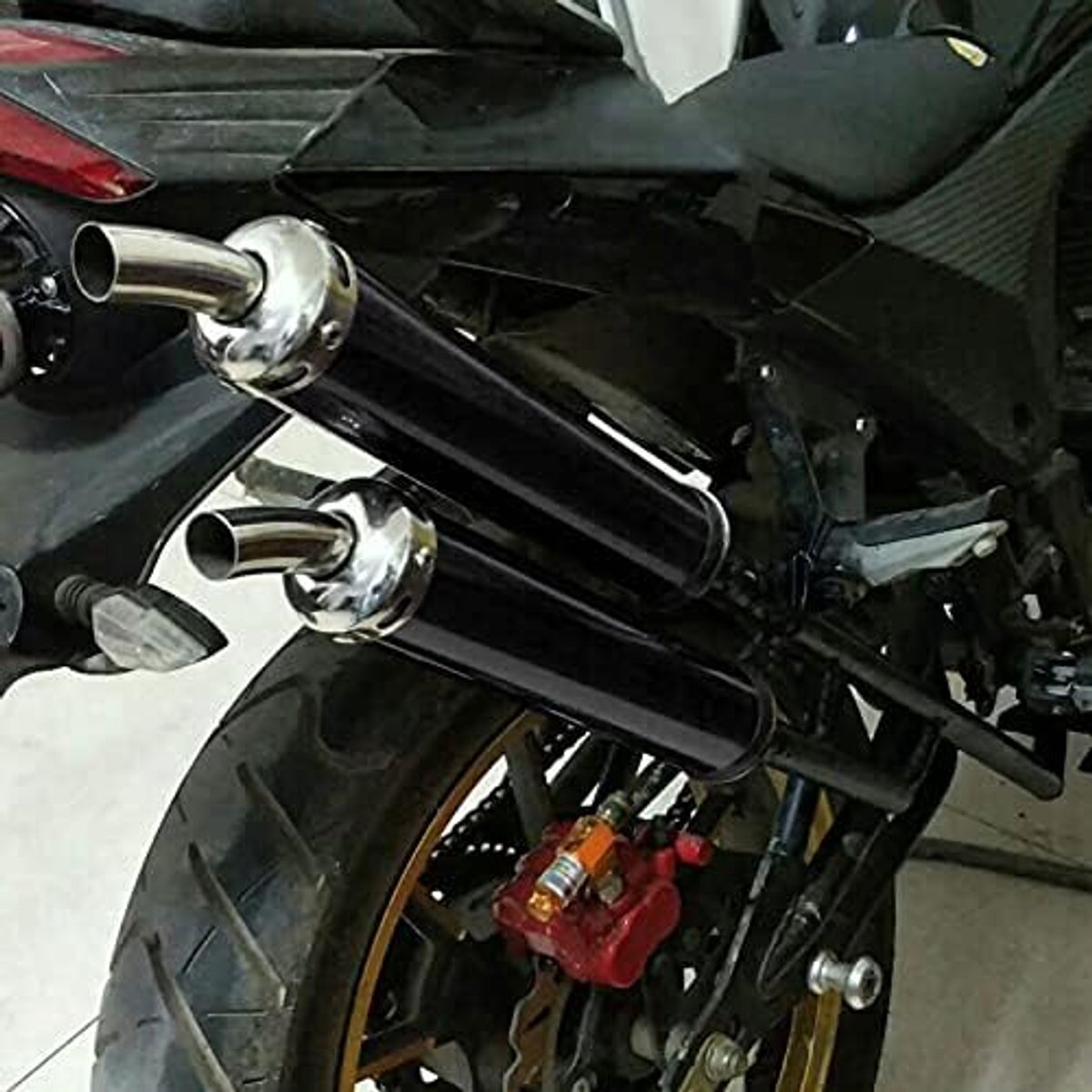 rvs Motorfiets Uitlaatdemper 20mm / 0.8in Motorfiets Uitlaatdemper voor 2 Takt Motorfiets(Zwart)