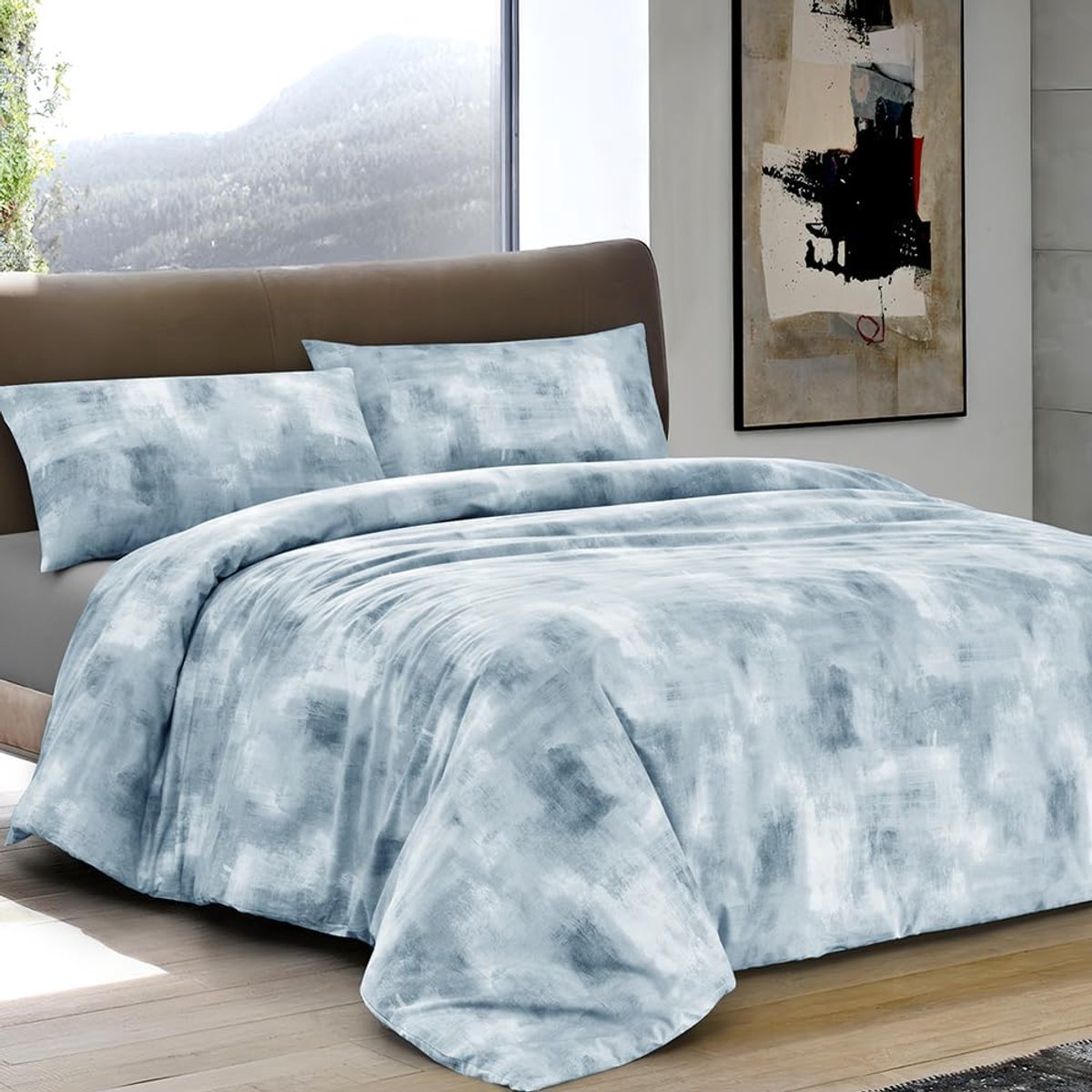 Home - Beddengoedset voor Frans bed, 100% puur katoen, zacht, gecertificeerd met 1 dekbedovertrek 200 x 210 + 1 kussensloop voor bed 50 x 80 cm, envelop 18 cm, dekbedovertrek 4 seizoenen
