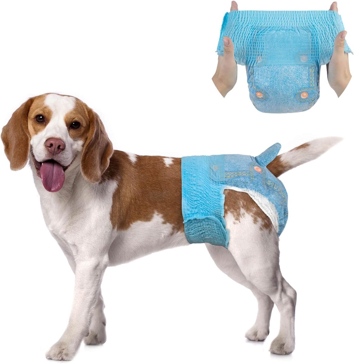 Luiers – Wegwerpbare Rekbare Taille Volledige Wikkels voor Honden in Hitte, 360° Lekvrij en Super Absorberend – Beschikbaar in 10-60 STUKS voor Kleine, Middelgrote en Grote