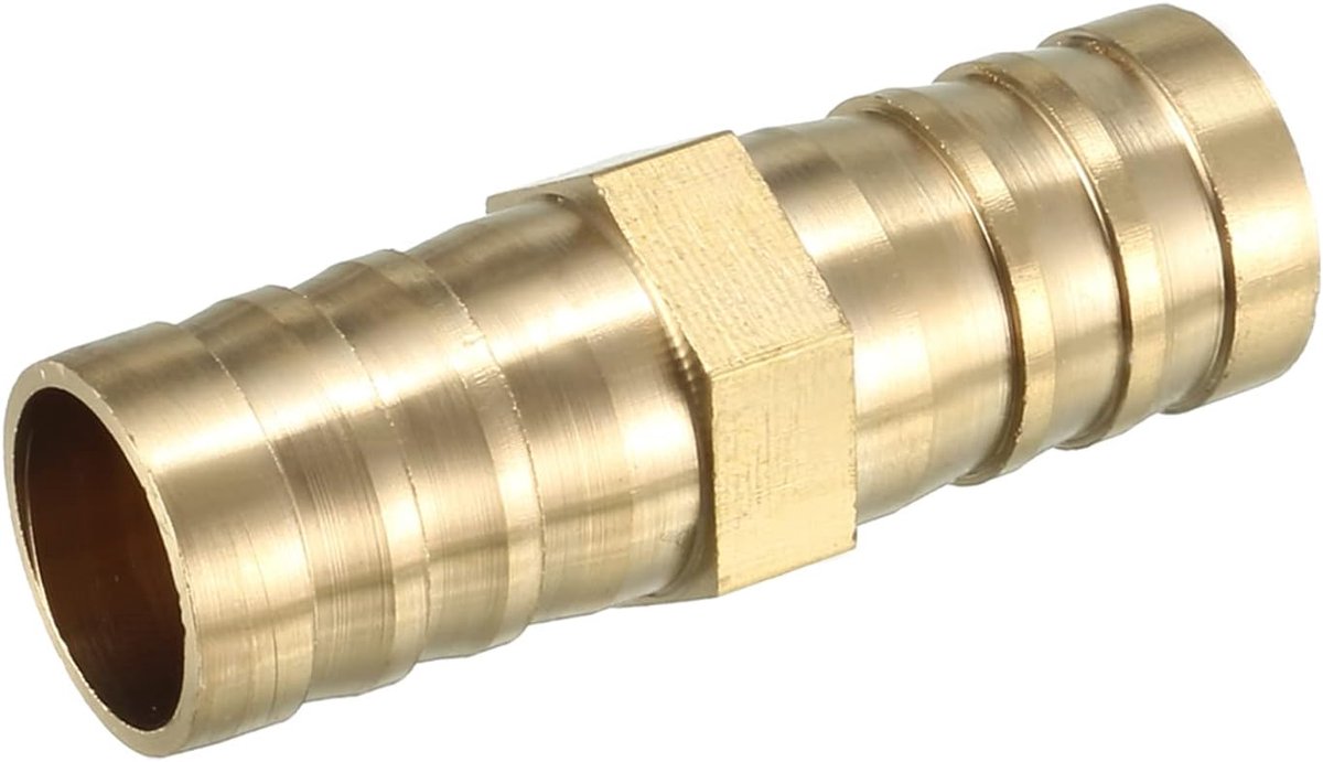 16 mm Dmr slangschroefverbinding rechte weerhaak messing x 1 stuks goudtint koppeling rechte connector voor slangaansluiting