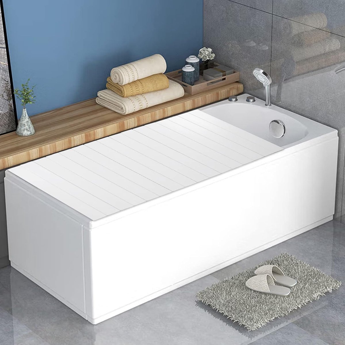 Badkuipafdekking, 75 x 170 cm, opvouwbaar, stofdicht, waterdicht, pvc, badkuip, isolatieplaat voor thuis, badkamer, SPA