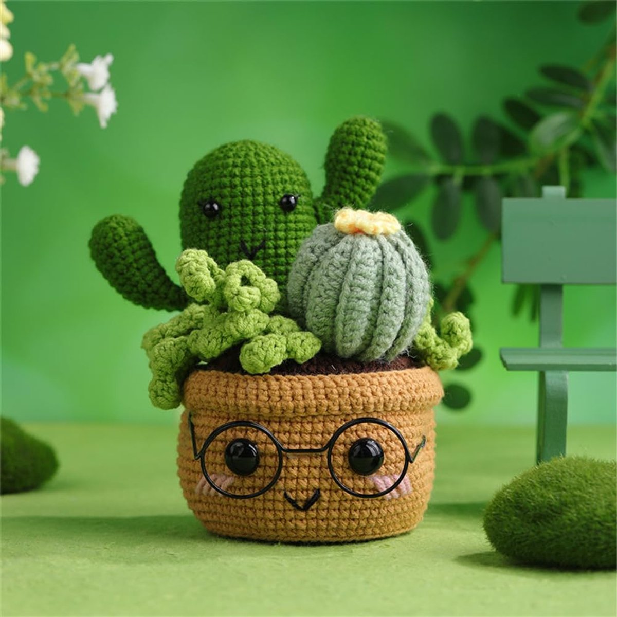 Cactus Plant Haakset voor beginners, volwassenen en professionals, doe-het-zelf haakset accessoires, ideaal creatief doe-het-zelf cadeau voor knutselliefhebbers, inclusief video-tutorial