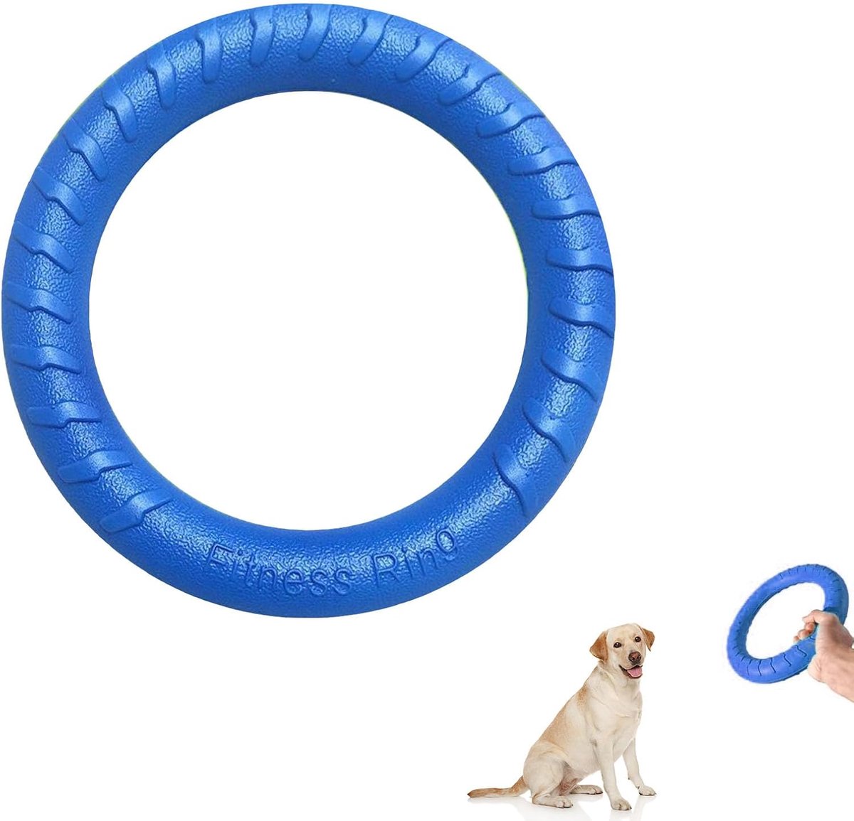 hondenspeelgoedring, hondenbijtring, interactieve trainingsring voor kleine, middelgrote en grote honden, blauw